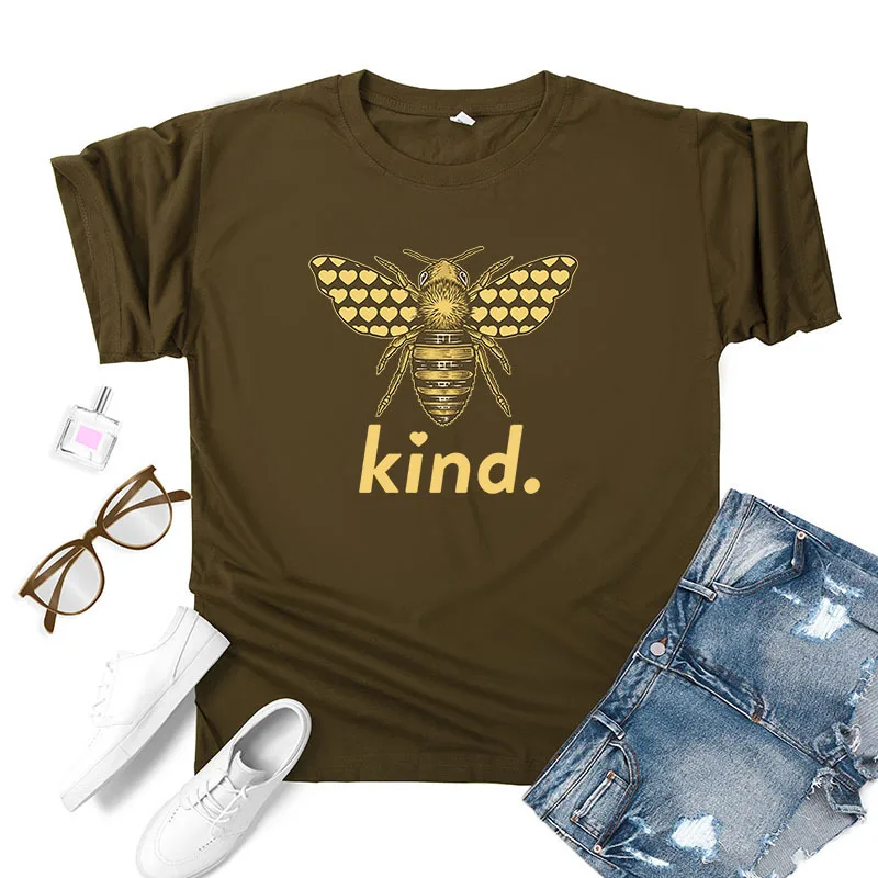 Женская футболка с коротким рукавом Kind Bee летняя повседневная принтом футболки