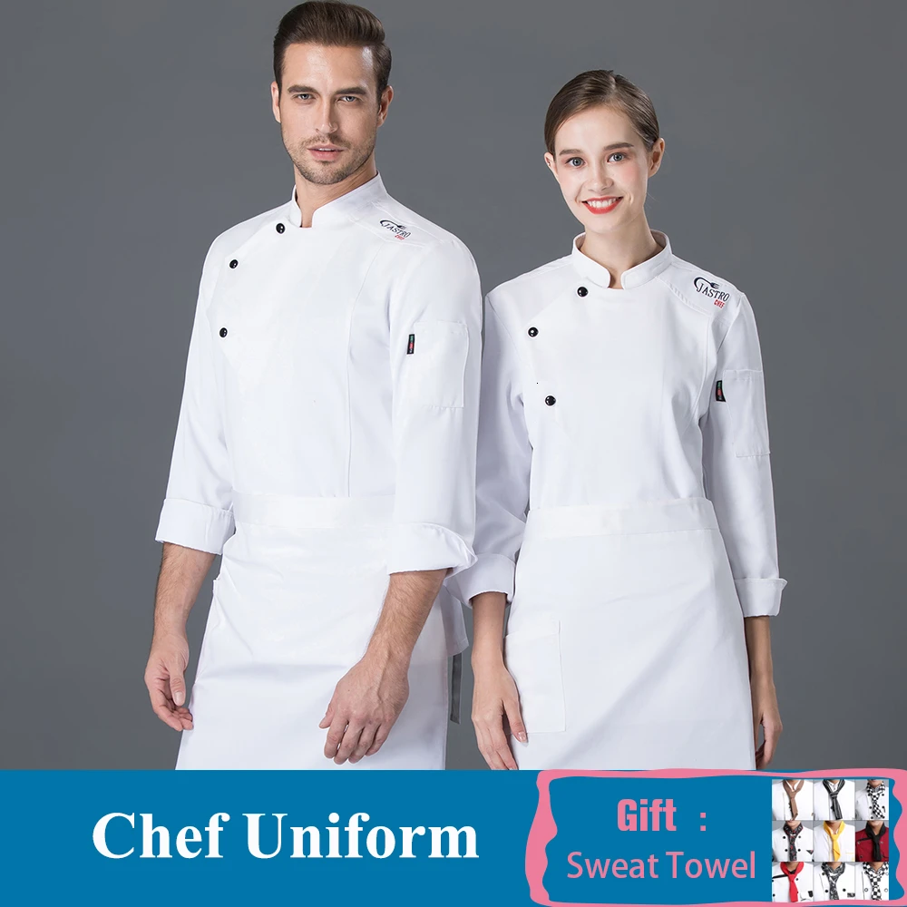 White Coat Унисекс мастер куртка шеф-повара гостиницы, ресторана шеф-повар, официант форма Еда Услуги Кухня Топ Ресторан хлебобулочные Парикмахерская общественного питания одежда для приготовления пищи - Цвет: White Coat