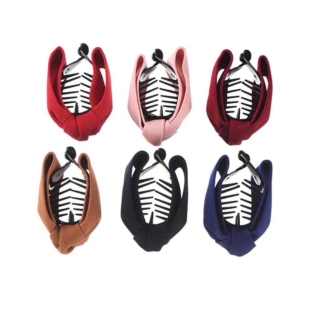 Корейский сладкий тканевый бант коготь для волос элегантная женская однотонная