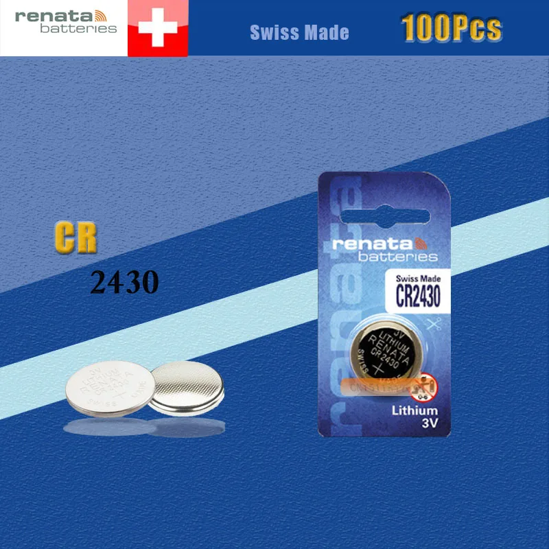 100 X литиевая батарея renata CR2430 3V% 100 бренд renata 2430 батарея