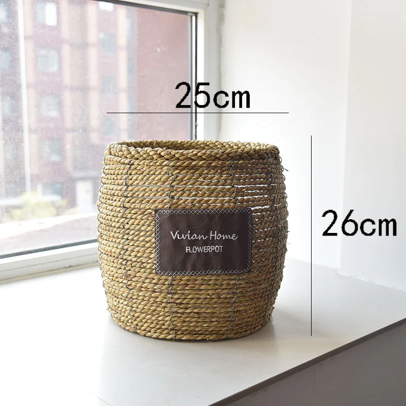 Скандинавский цветочный горшок из соломы ротанговая Цветочная корзина зеленое