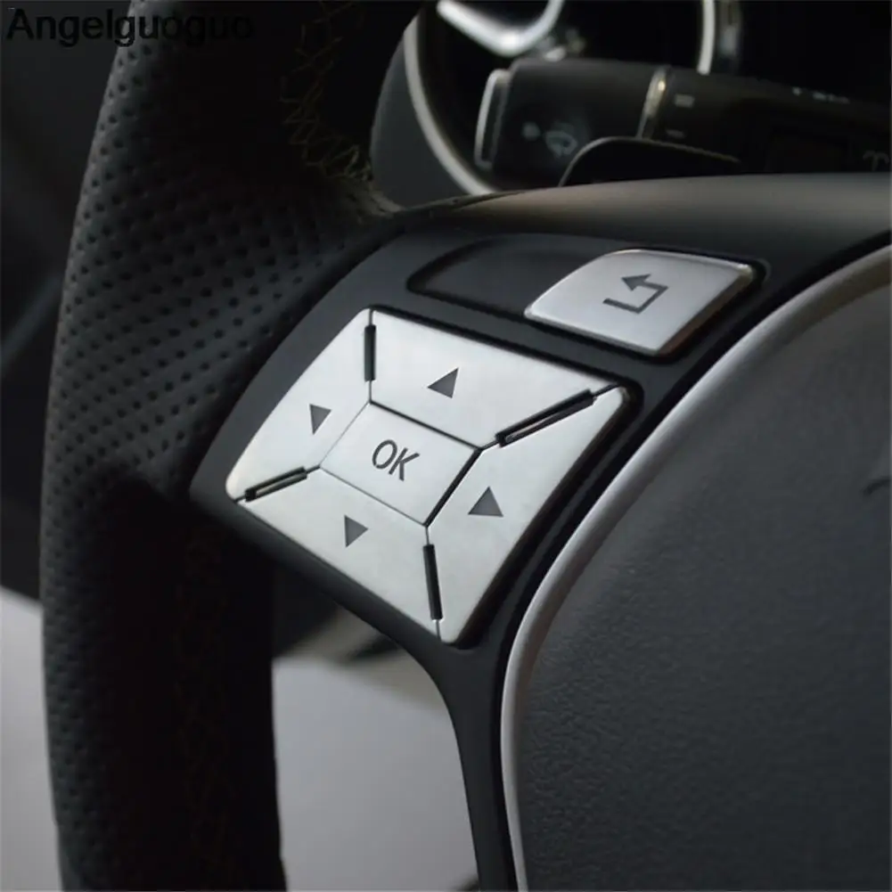 Кнопка рулевого колеса для Mercedes Benz 2012- E C G класс W204 Серебряная отделка Декоративная наклейка аксессуары ремонтный комплект