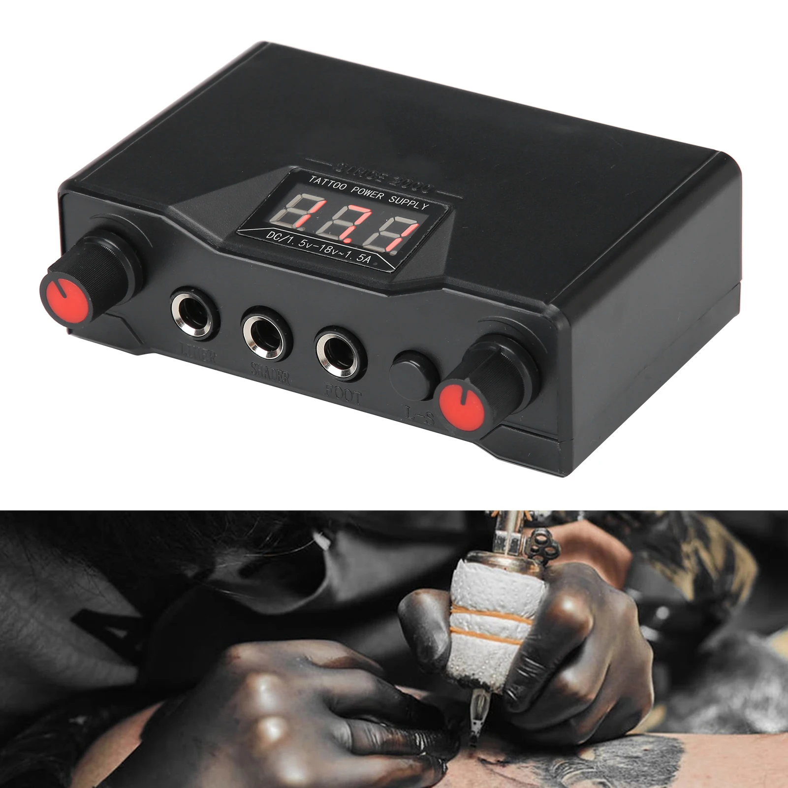 

3 Hole Square Tattoo Power Dual Tattoo Power Supply Mini Digital LCD Dual Tattoo Power Liner Shader Tattoo Machine Power Supply