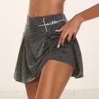 Спортивная Женская юбка для бега, с высокой талией, шорты для йоги, сетчатые, двухслойные, в стиле пэчворк, шорты для фитнеса, спортивная короткая юбка
