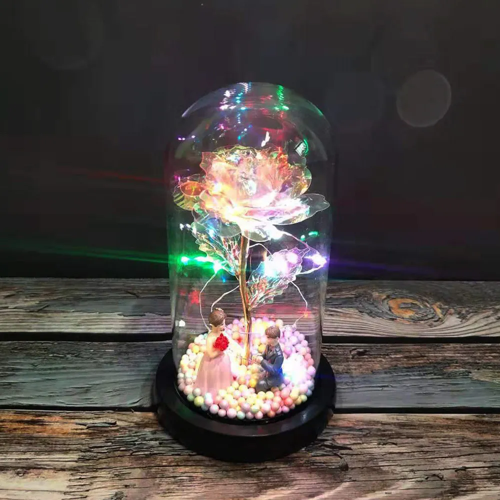 

Artificial Flower Glass Dome Rose LED Rose Light Christmas Decoration Romantic atmosphere Valentine Gift Christmas Decoration