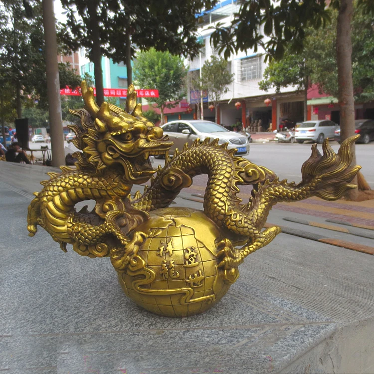 

52CM LARGE HUGE HOME OFFICE PORCH LOBBY EFFICACIOUS MASCOT THRIVING BUSINESS COPPER AUSPICIOUS DRAGON FENG SHUI ART STATUE