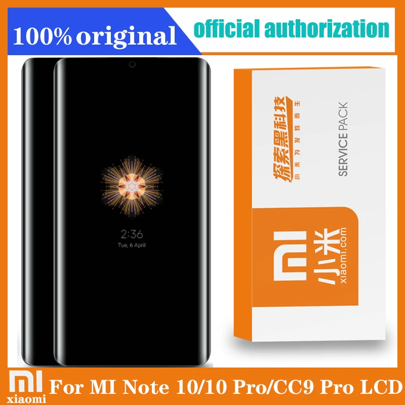 

100% Оригинальный 6,47 "AMOLED ЖК-дисплей с рамкой для XiaoMi Mi Note 10 Note 10 Pro дисплей Mi CC9 Pro Сенсорный экран дигитайзер Запасные части