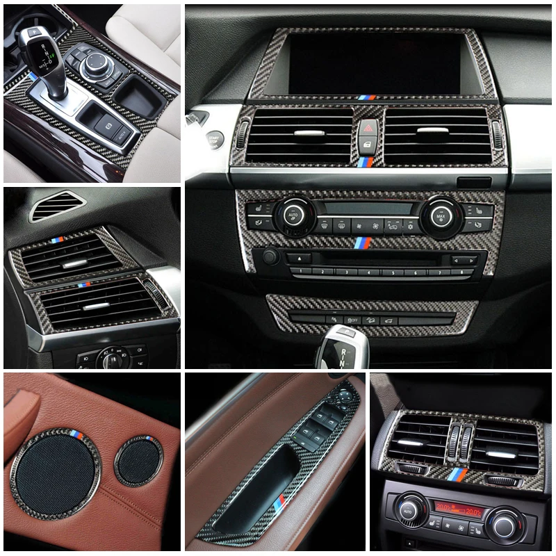 

Carbon Fiber for BMW X5 X6 E70 E71 Car Inner Door Audio Speaker Gearshift Panel Door Armrest Cover Trim Sticker Auto Accessories