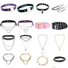 Женский кожаный чокер с заклепками, черный ошейник-гвоздик в стиле панк-рок, украшение в готическом стиле,