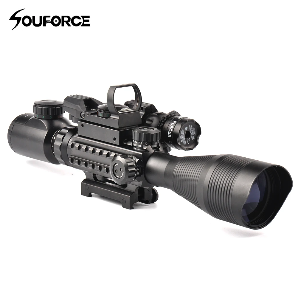 

Rifle Scope 4-12X50EG+HD107 Micro Holographic Dual Illuminated Dot Sight+Red/Green Laser Combo For Rifle Airsoft Gun Sight Acc