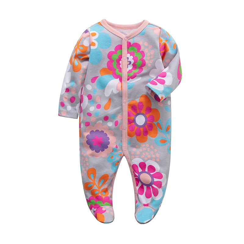 

Rompers For Baby Girls Long Sleeved Flowers Print Cotton Jumpsuits Infant Outfits Pajamas Costume Baby Clothes