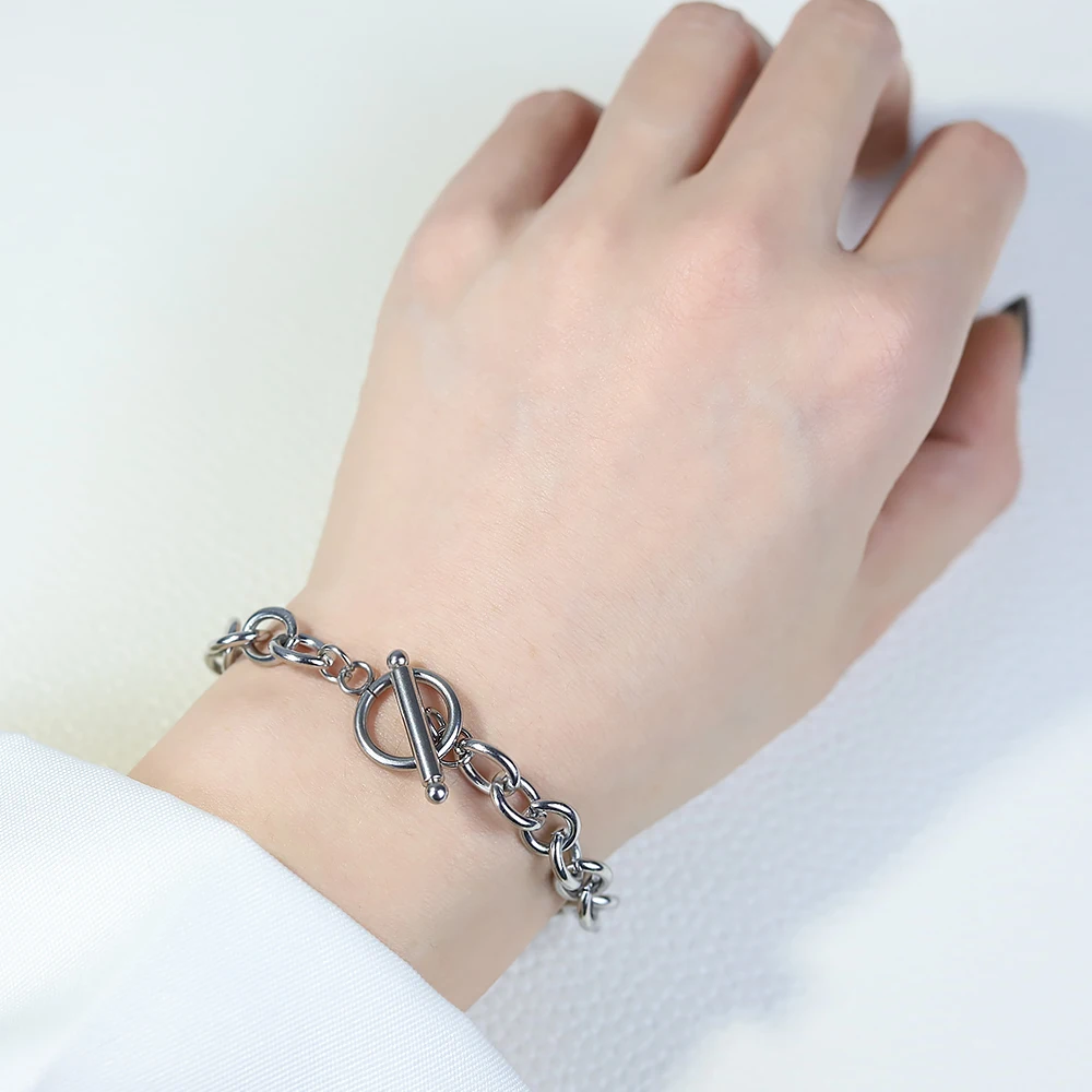 

Punk Men 6/8mm Stainless Steel Curb Cuban Link Chain Bracelets Solid Chains Unisex Wrist Hip Hop Woman Jewelry Gift