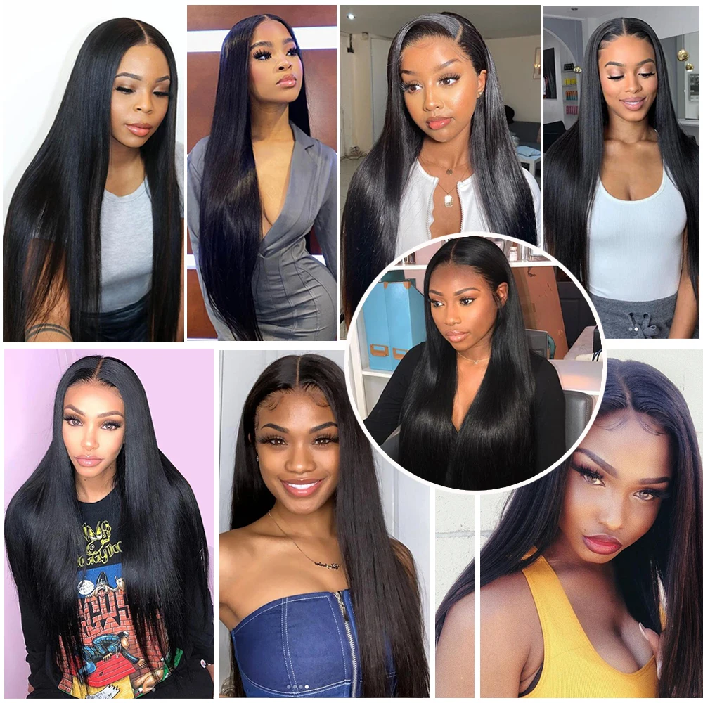 

Brazilian Straight Human Hair Weave 3Bundles with Lace Closure Remy Human Hair Bundles with Lace Closure Babyhair