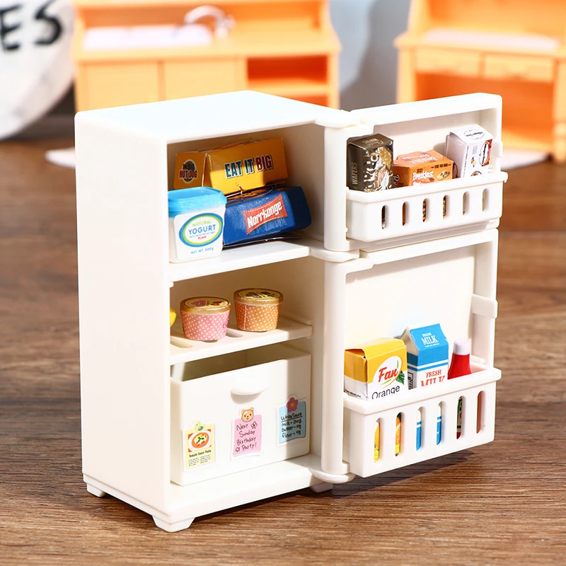 

16Pcs/Set 9*5*4CM 1:12 Doll House Freezer Model White Refrigerator Kitchen Furniture Toy