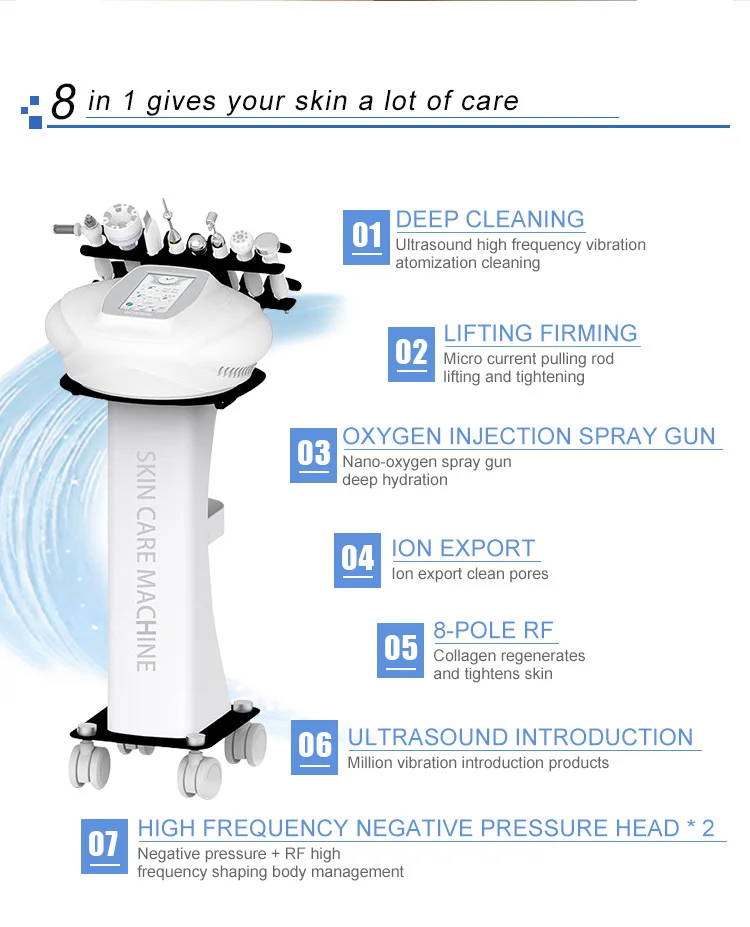 

microcurrent massage roller vacuum rf galvanic facial machine 8 in 1 2021 unique popular spa use