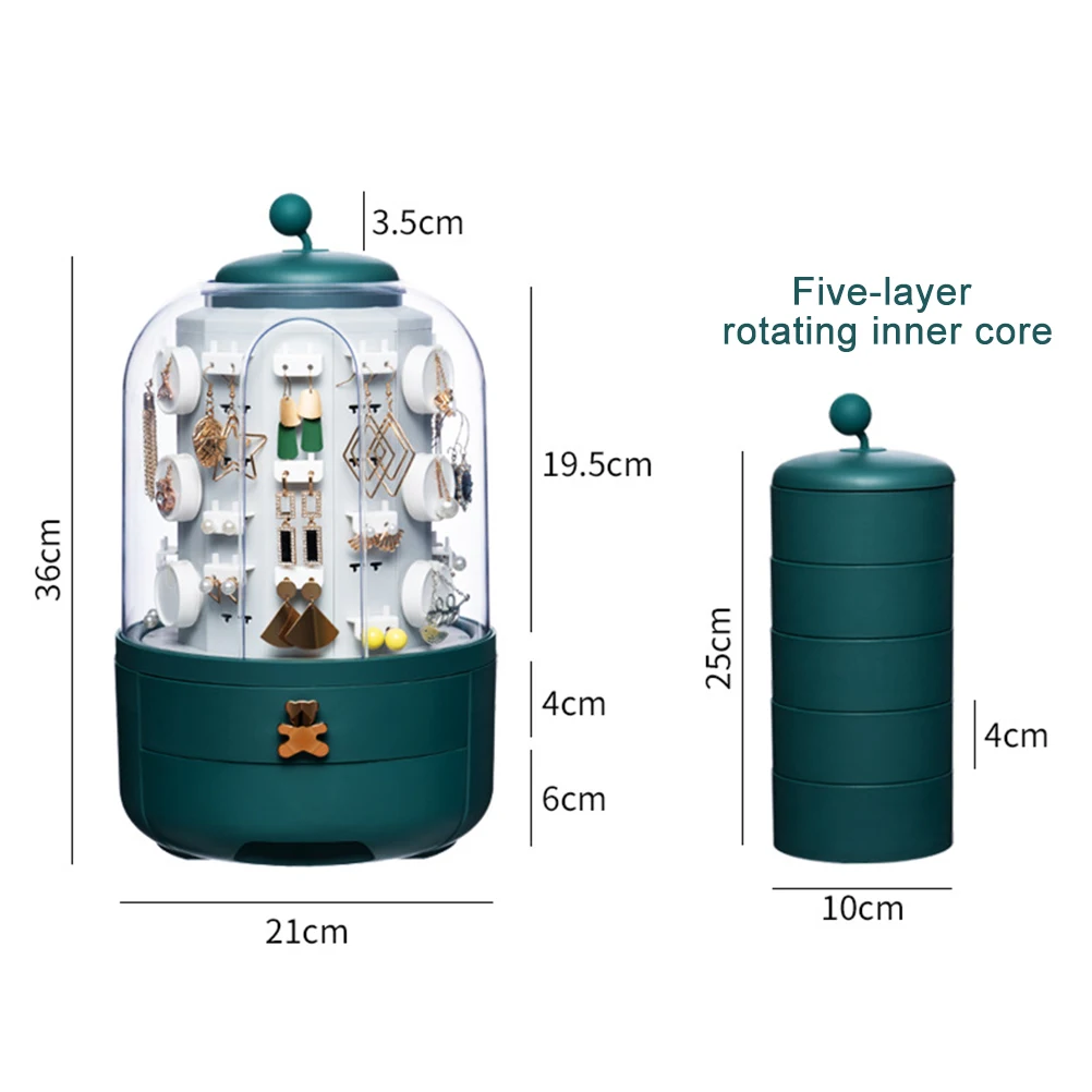 

Jewelry and Earrings Display Stand High Capacity Mirrored Jewelry Box Rotating Household Jewelry Storage Box for Dresser Bed Box