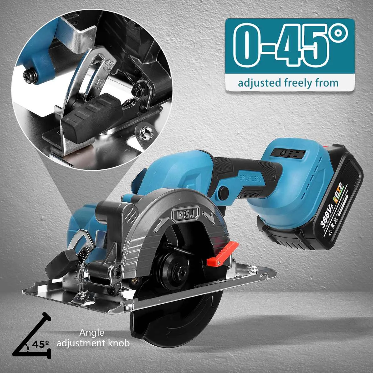 

1800W 125mm Brushless Electric Circular Saw 0-45° Handle Adjustable Woodworking Cutting Power Tools For Makita 18V Battery