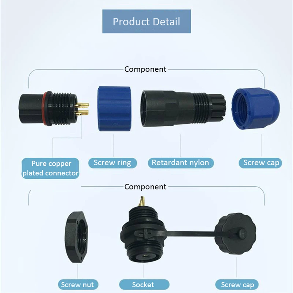 Водонепроницаемый соединитель SP17 IP68 круглый разъем 17 мм 2 контакта 3 4 5 контактов 7