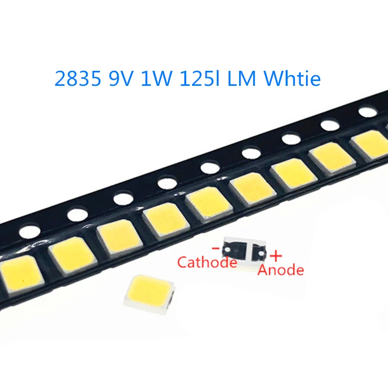 50-1000 шт./лот Высокая яркость 2835 125Lm SMD светодиодный чип 1 Вт 9 в 3000 К 4000 к 6000 К 9000 к белый светодиодный светильник поверхностного монтажа PCB диод