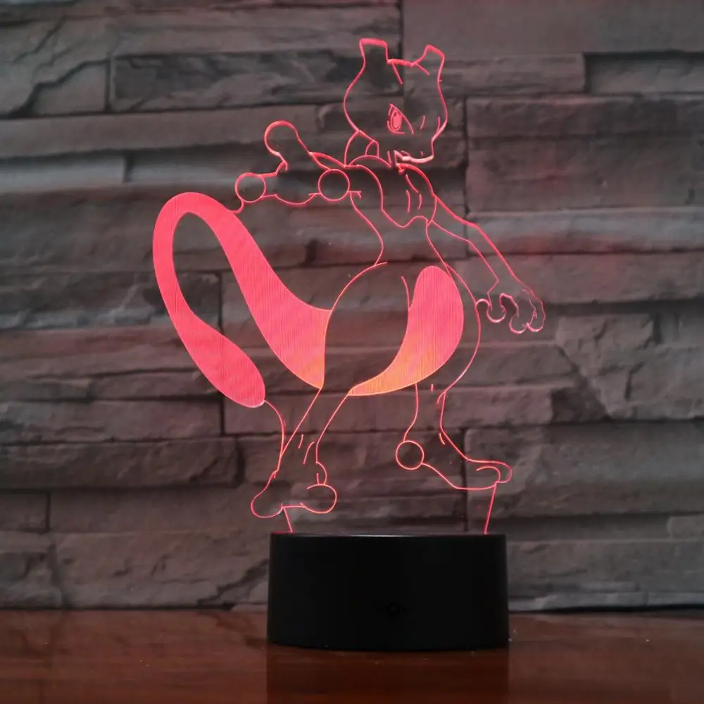3D лампа Pokemon Mewtwo 7 цветов светодиодные лампы для детей сенсорный USB стол детский