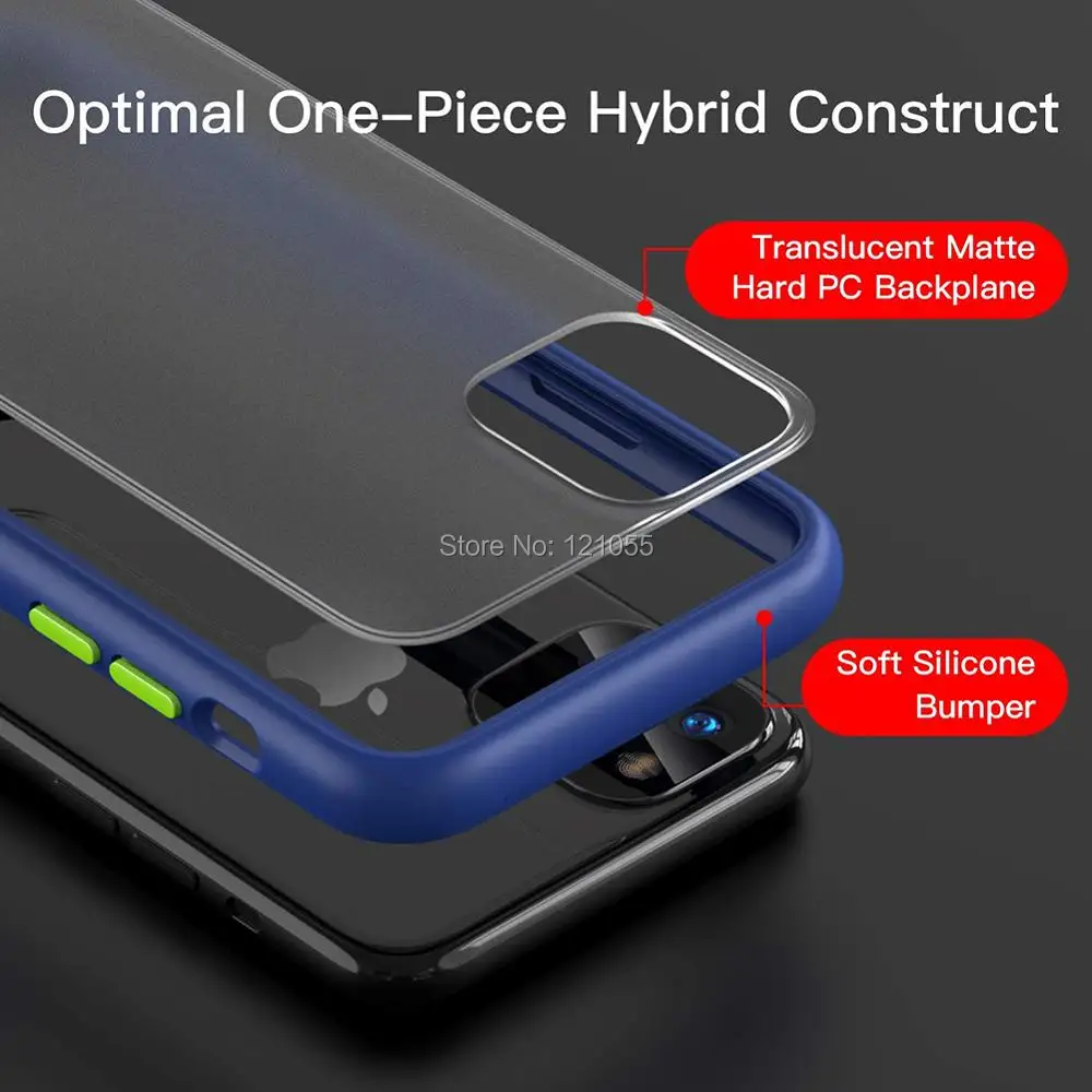 Двойной цвет матовый чехол для iphone 11 PRO MAX xs mas/xr/6/7/8 plus чехол противоударный тонкий роскошный силиконовый чехол для мобильного телефона чехол 10 шт./лот