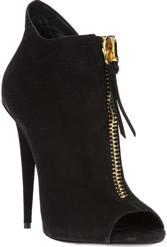 

Suede front zipper tapered heel sexy fashion sandals