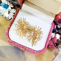 2021 korean newdesign luxury fashion jewelry personality firework flowers earrings metal copper inlaid zircon earrings for women