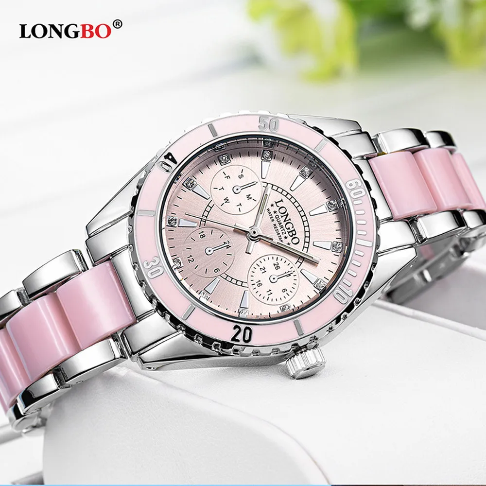 

2019 LONGBO Brand Fashion Watch Women Luxury Ceramic And Alloy Bracelet Analog Wristwatch Relogio Feminino Montre Relogio Clock