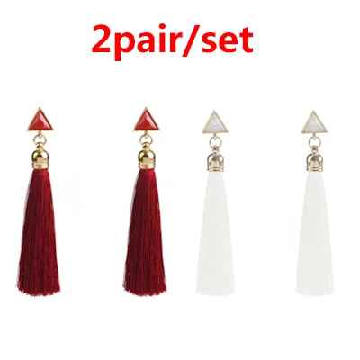 2Pair Style 23 19 стилей Висячие драгоценные камни стразы длинные висячие серьги для женщин ювелирные изделия посеребренные полые металлические висячие серьги - Окраска металла: 2Pair Style 23