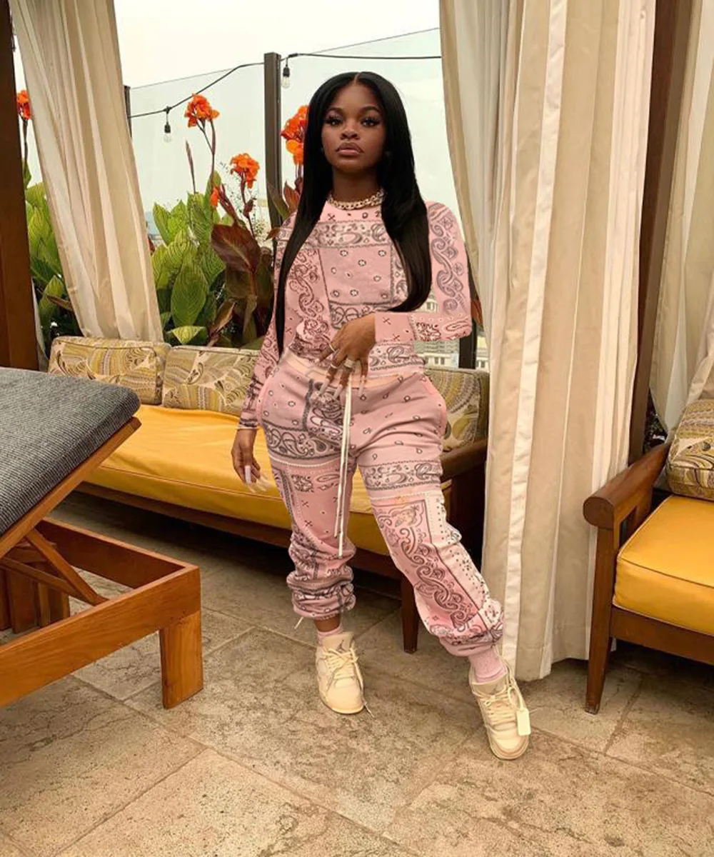 

Chocomist Two-piece Casual Print Women Pant Set H6198