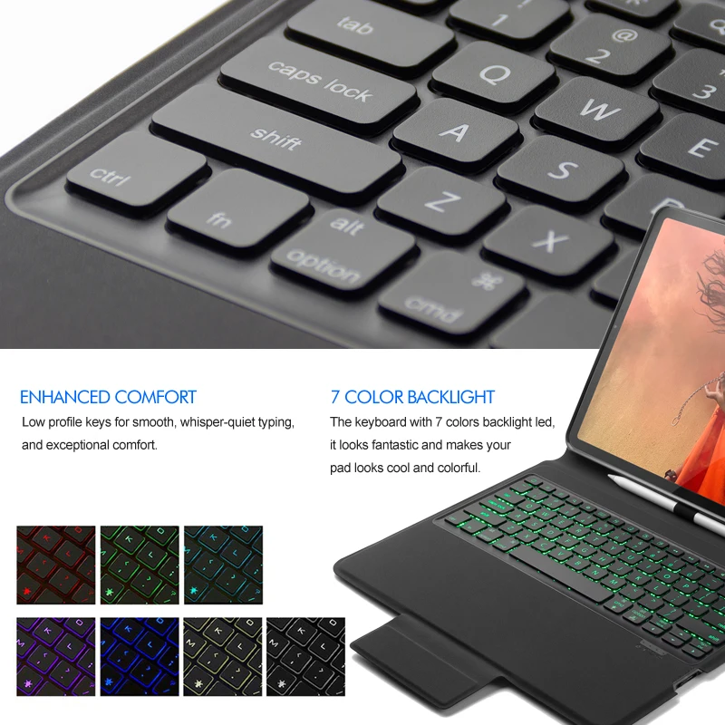 [Новинка] Беспроводная клавиатура Blue tooth для iPad pro 12,", Премиум чехол из тонкой кожи+ умный сон+ все в одном дизайне