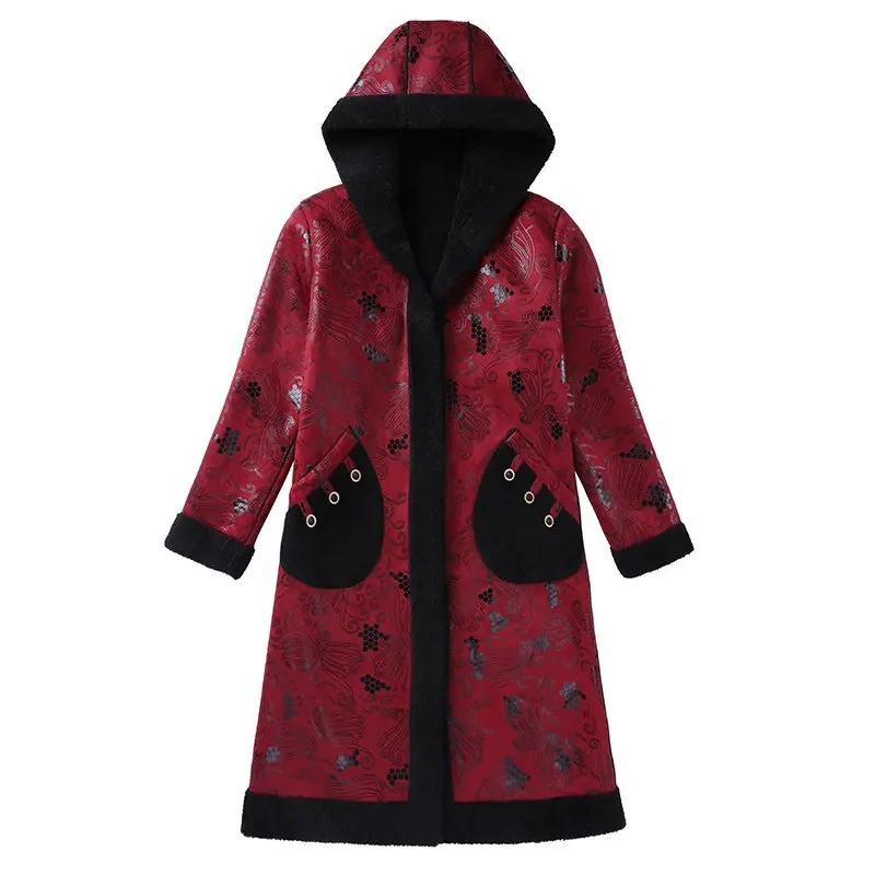 

Women Imitation deerskin Coat Print Loose Winter Warm Thick Coats Blends Outerwear fleece Jackets Parkas High Quality
