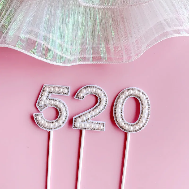 

10pc Glitter Alloy Rhinestone Number Cake Toppers Baby Shower Birthday Decoration Wedding Gold Silver Digital Cakes Dessert
