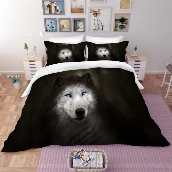 Color-9 3D принт постельное белье с принтом волк Набор Galaxy лес постельное белье, наволочками, Комплект постельного белья для очень больших и Животные включает пододеяльник простынь набор для девочек близнец полный queen комплект для двуспальной кровати - Цвет: Color-9