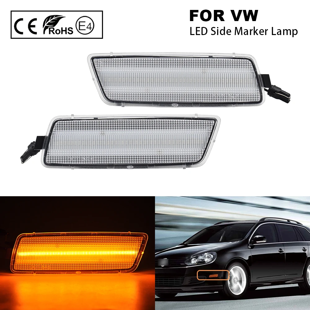 

2Pcs Clear lens LED Side Marker Light Lamp fit For US Version cars For VW GTI Jetta Mk5 Rabbit R32