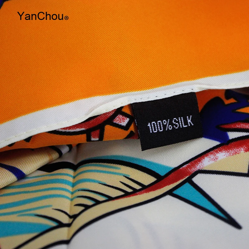 Шелковый саржевый квадратный шарф Женский Большой дизайнерский платок палантин