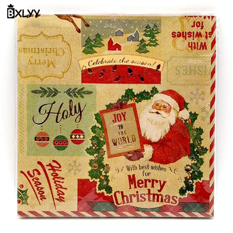 a12pc BXLYY рождественское двухэтажное печатное бумажное полотенце, рождественские украшения, вечерние принадлежности для домашнего декора, аксессуары для детской душа. 7 - Цвет: a12pc