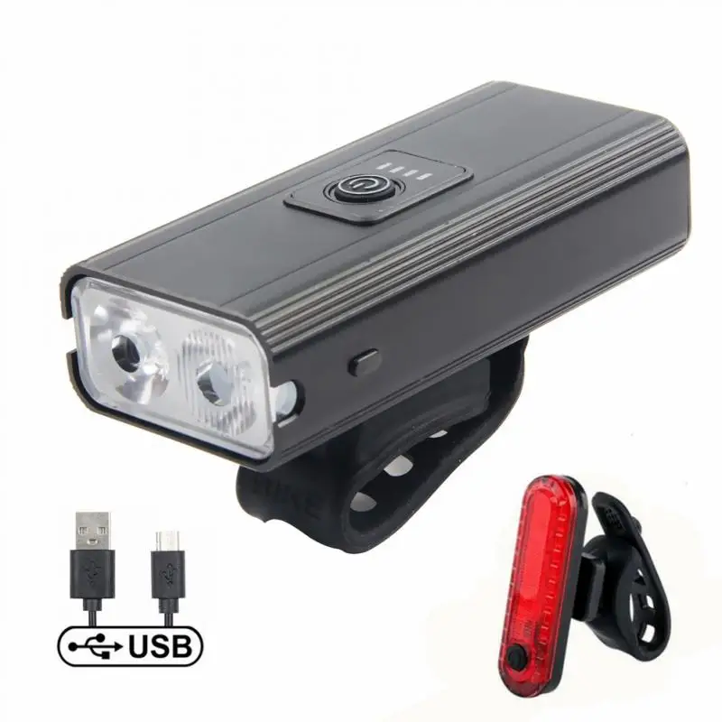 

Double T6 Bicycle Light Rainproof USB Charging LED Cycling Lights Front Lamp Headlight Aluminum Ultralight Flashlight Bike Light