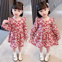 autumn girls floral clothes baby girl long sleeve dress kids temperament princess dress infant skirts childrens cotton clothing