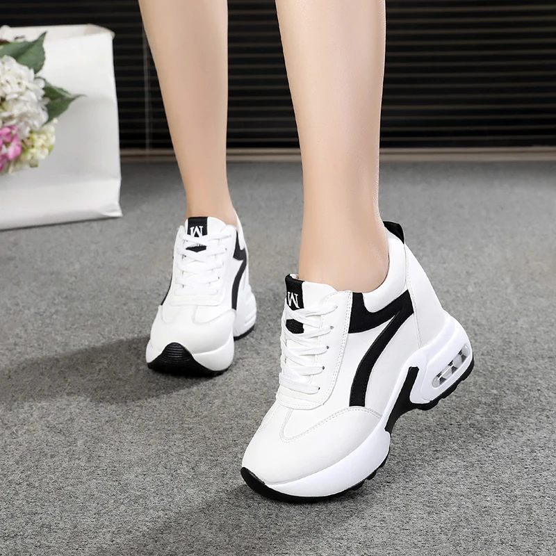 Женские туфли из ПУ кожи на платформе 8 см высокий каблук со шнуровкой скрытой