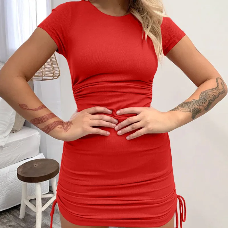 Новое облегающее женское летнее платье сексуальное однотонное для ночного клуба