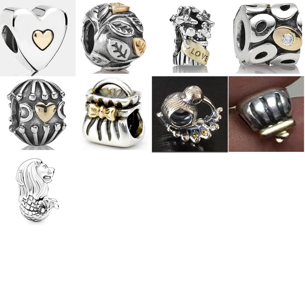 

2021 NEW 100% 925 Sterling Silver Cute Animal Heart Weird Charm Fit DIY Women Bracelet Fashion Original Jewelry Gift