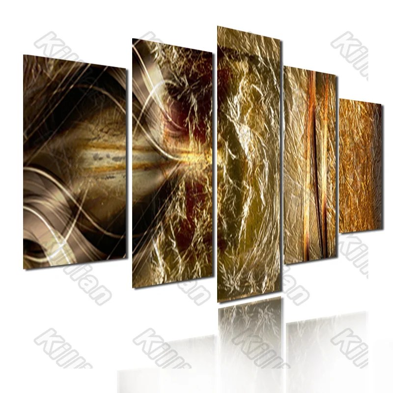 

Abstract Style Murals Canvas Painting Bed Home Decoration Prints 5 Pieces Golden Texture Decoration Living Room Wall Mural