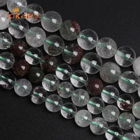 natural green phantom ghost crackle crystal beads round loose stone beads for jewelry making diy bracelet accessories 4 6 8 10mm