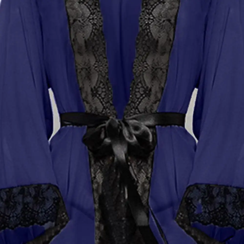 

Plus Size Women Sleepwear Robes Fashion Solid Lace Long Sleeves Nightgown Lingerie With Belt Koszula Nocna 2020 Drop Shipping E