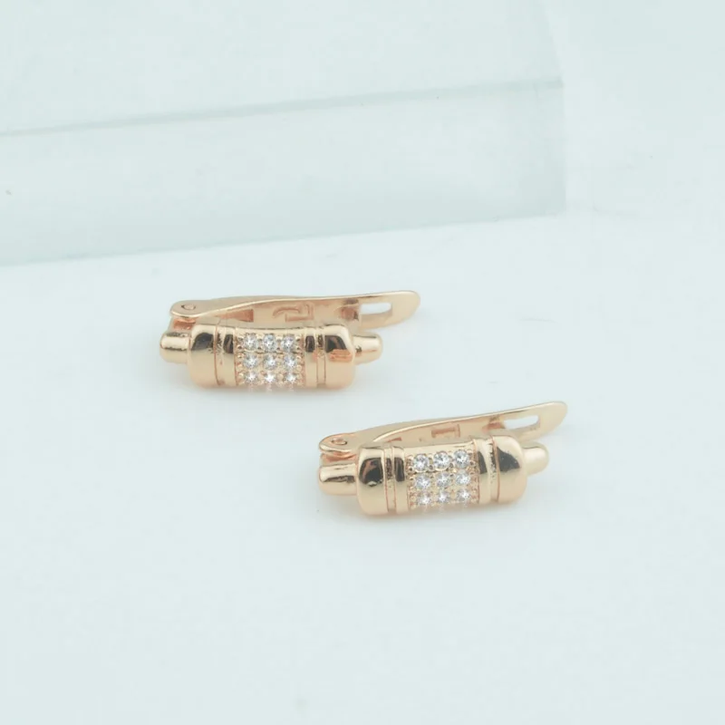 FJ женские 585 розовое золото цвет полностью прозрачный кристалл квадрат/цветы