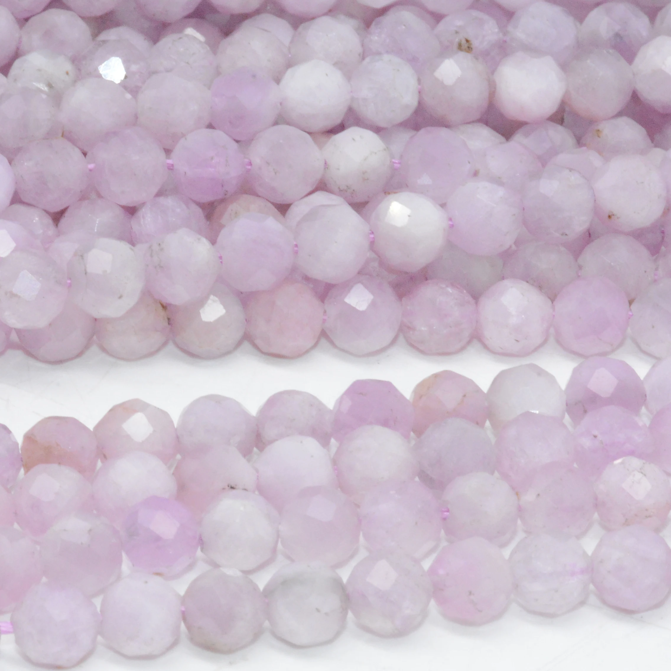 Natural Kunzite Faceted Loose Round Beads 5mm-5.2mm With Defects and Spots |