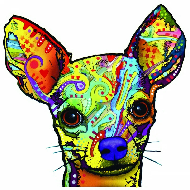 

Fashion Art Car Sticker Lovely Chihuahua Auto Motorcycles Laptop Fridge Decoration PVC Decal Cover Scratches,14cm*14cm