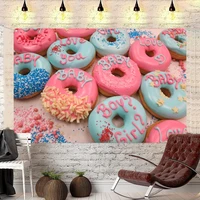 boy or girl banner background donut theme baby baptism photography gender reveal party decoration supplies