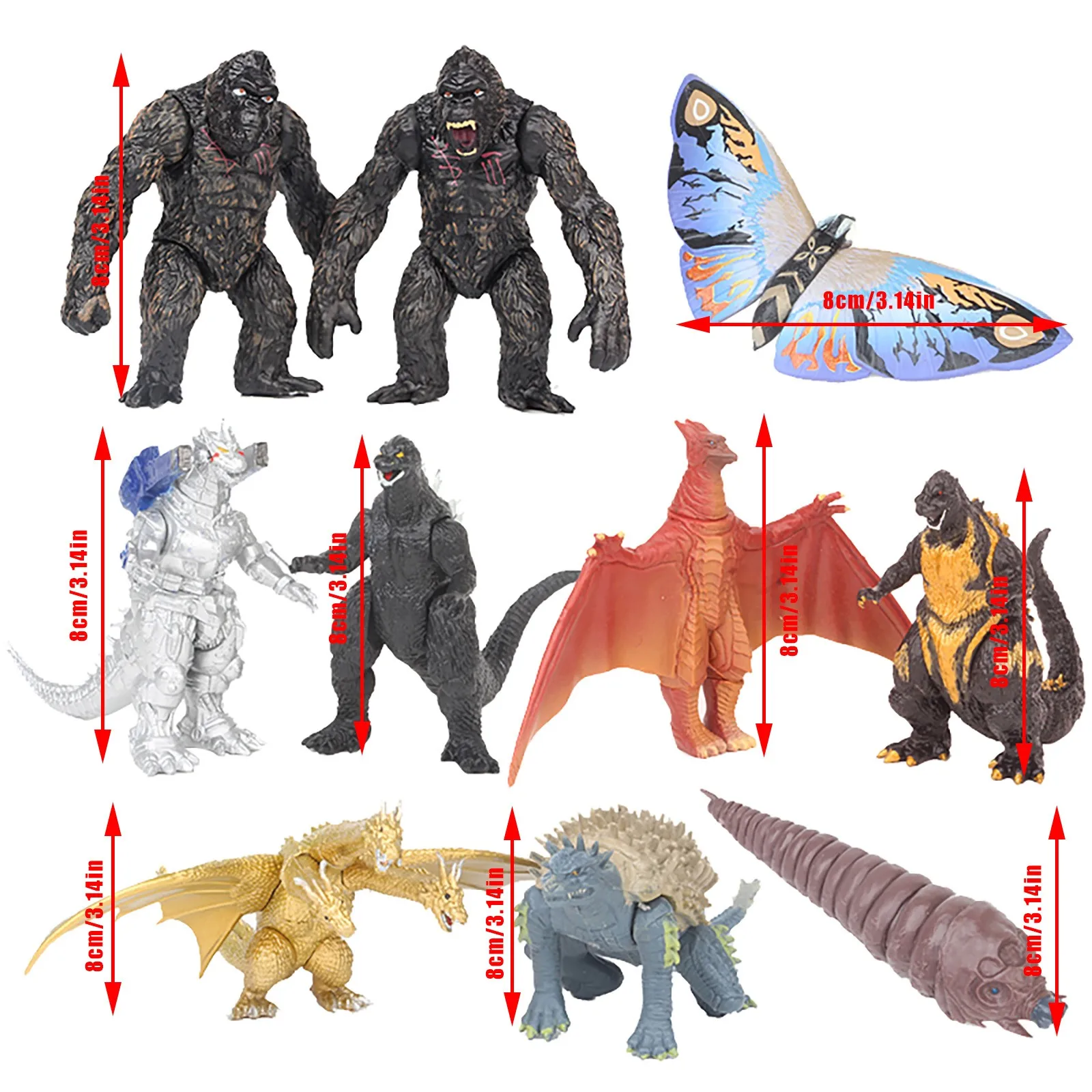 

Godzillas fidget toys dinosaur 10Pcs/ Set Mechagodzilla Gigan Anguirus Action Figure PVC Gift Toys Dinosaur Toy #1